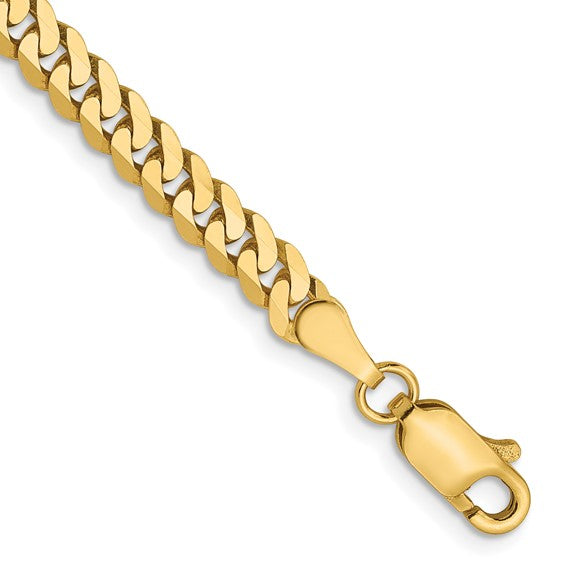 14KT Yellow Gold 3.9mm Flat Beveled Curb Chain