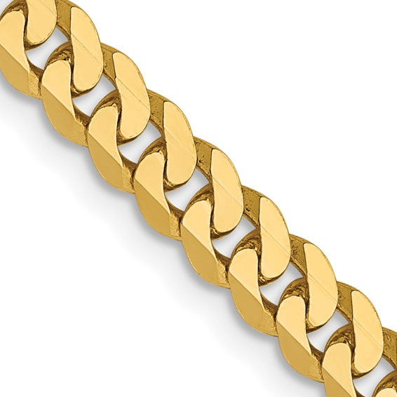 14KT Yellow Gold 3.9mm Flat Beveled Curb Chain