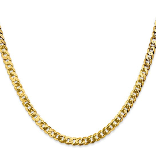 14KT Yellow Gold 4.5mm Flat Beveled Curb Chain