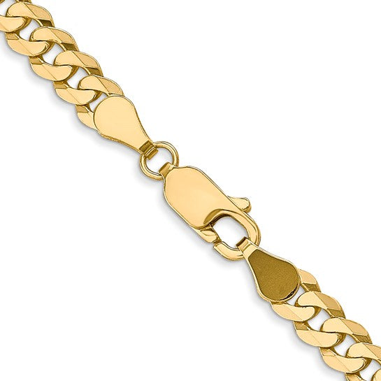 14KT Yellow Gold 4.5mm Flat Beveled Curb Chain