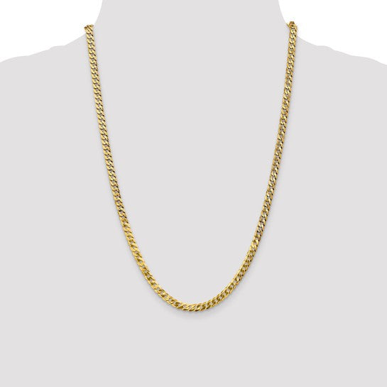 14KT Yellow Gold 4.5mm Flat Beveled Curb Chain