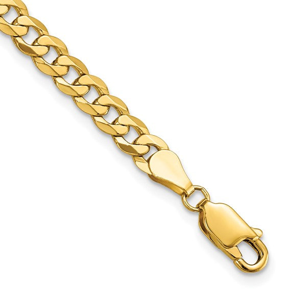 14KT Yellow Gold 4.5mm Flat Beveled Curb Chain