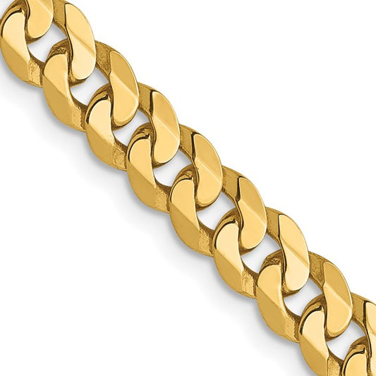 14KT Yellow Gold 4.5mm Flat Beveled Curb Chain