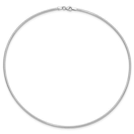 14KT White Gold 2mm Round Omega Necklace