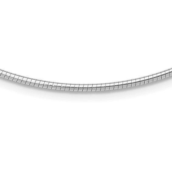 14KT White Gold 2mm Round Omega Necklace