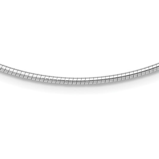 14KT White Gold 2mm Round Omega Necklace