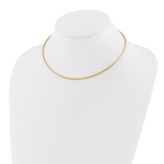 14KT Yellow Gold 2mm Round Omega Necklace