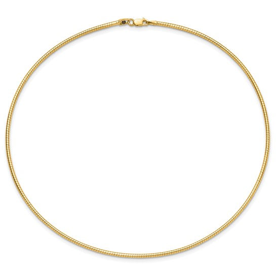 14KT Yellow Gold 2mm Round Omega Necklace