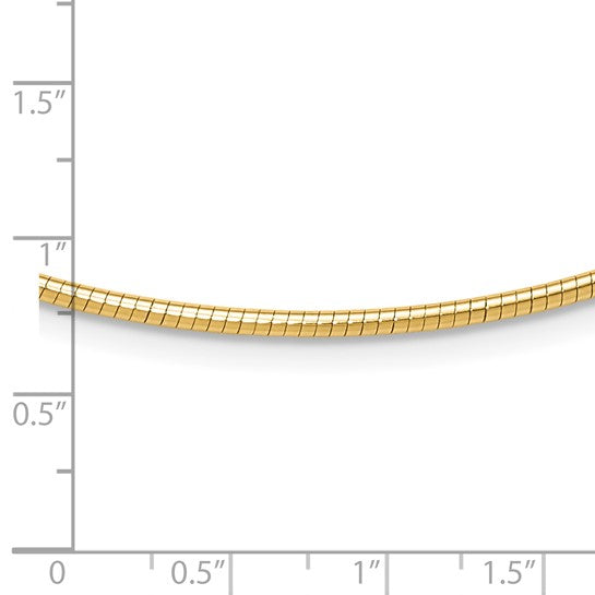 14KT Yellow Gold 2mm Round Omega Necklace