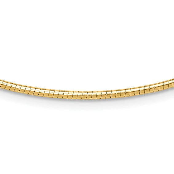 14KT Yellow Gold 2mm Round Omega Necklace