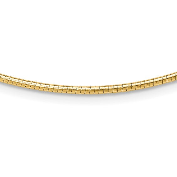 14KT Yellow Gold 2mm Round Omega Necklace