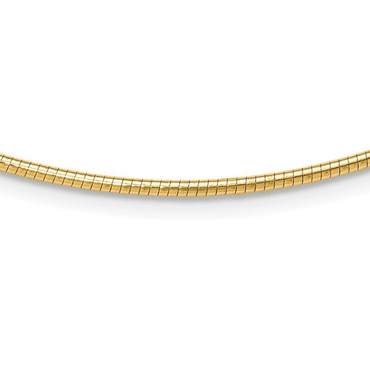 14KT Yellow Gold 2mm Round Omega Necklace
