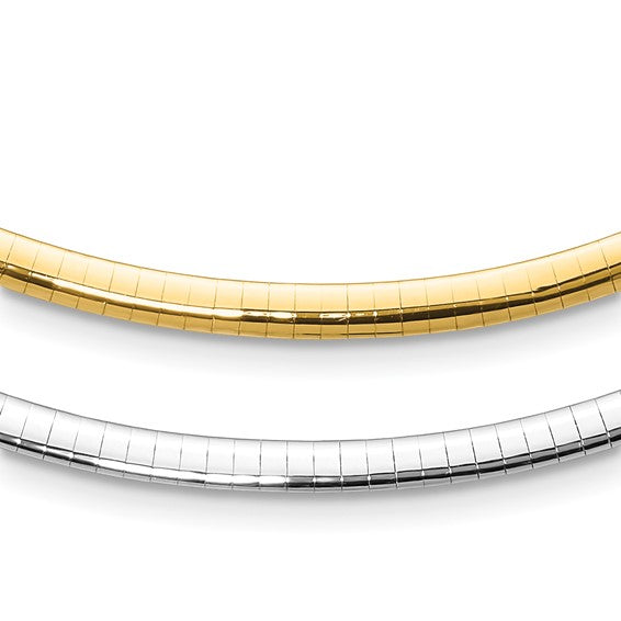 14KT 4mm Two-tone Reversible Omega Necklace