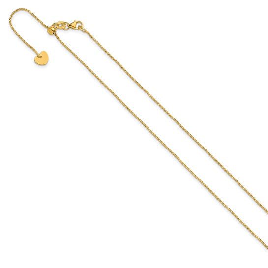 14KT Yellow Gold Adjustable .9mm D/C Twisted Box Chain