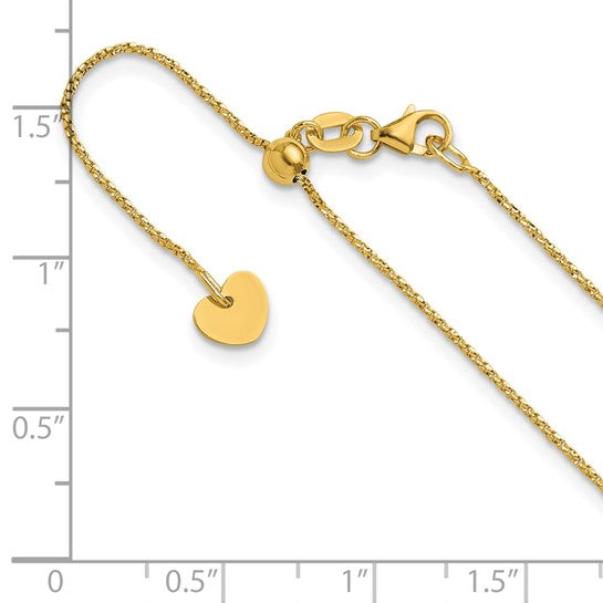 14KT Yellow Gold Adjustable .9mm D/C Twisted Box Chain