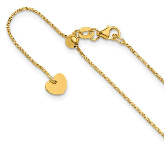14KT Yellow Gold Adjustable .9mm D/C Twisted Box Chain