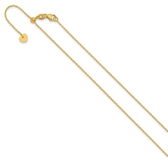 14KT Yellow Gold Adjustable 1.15mm D/C Oval Link Chain