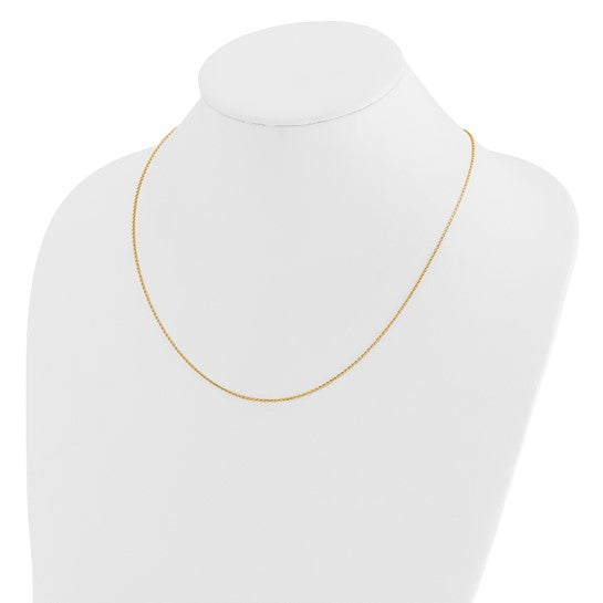 14KT Yellow Gold Adjustable 1.15mm D/C Oval Link Chain