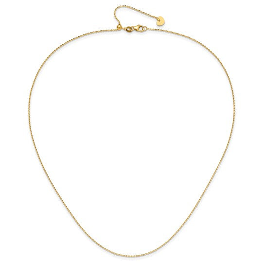 14KT Yellow Gold Adjustable 1.15mm D/C Oval Link Chain
