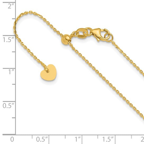 14KT Yellow Gold Adjustable 1.15mm D/C Oval Link Chain
