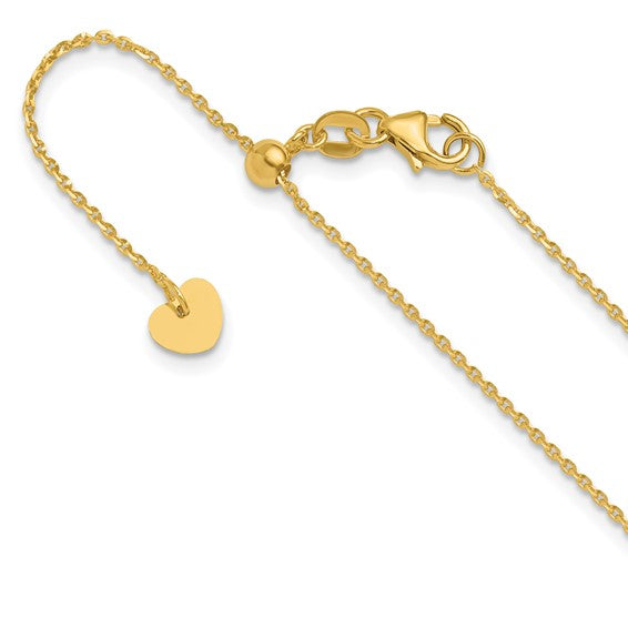 14KT Yellow Gold Adjustable 1.15mm D/C Oval Link Chain
