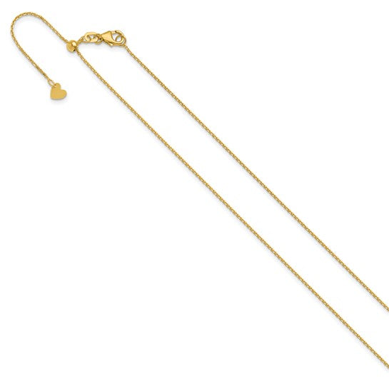 14KT Yellow Gold Adjustable  1.1mm D/C Cable Chain