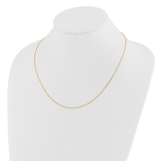 14KT Yellow Gold Adjustable  1.1mm D/C Cable Chain
