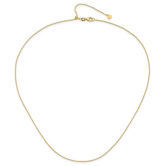 14KT Yellow Gold Adjustable  1.1mm D/C Cable Chain