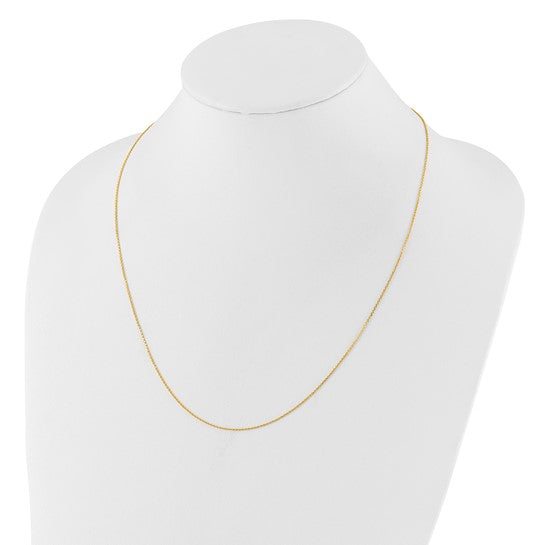14KT Yellow Gold Adjustable  1.1mm D/C Cable Chain