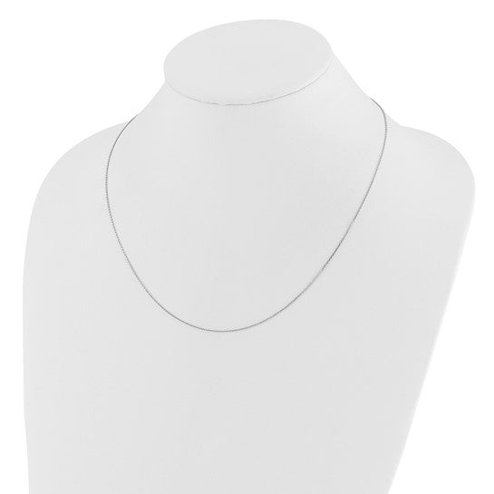 14KT White Gold Adjustable  1.1mm D/C Cable Chain