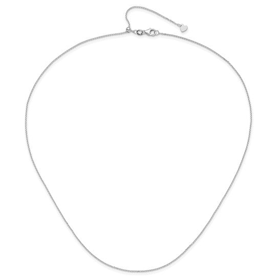 14KT White Gold Adjustable  1.1mm D/C Cable Chain