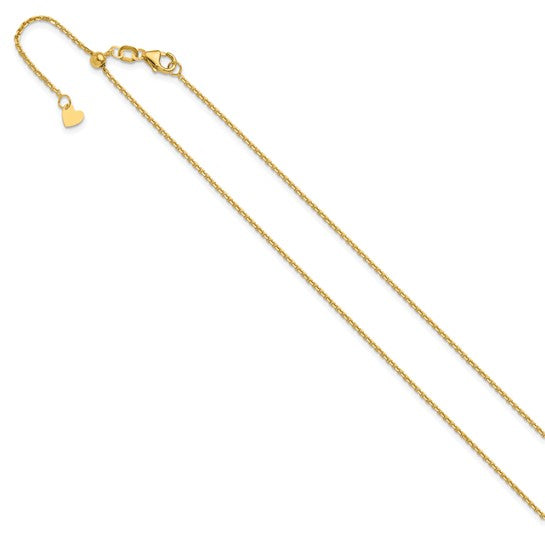 14KT Yellow Gold Adjustable  1.25mm D/C Cable Chain