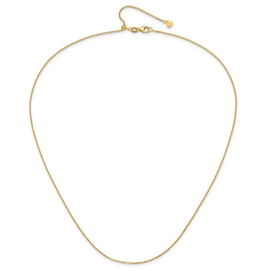 14KT Yellow Gold Adjustable  1.25mm D/C Cable Chain
