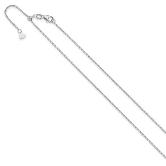 14KT White Gold Adjustable  1.25mm D/C Cable Chain