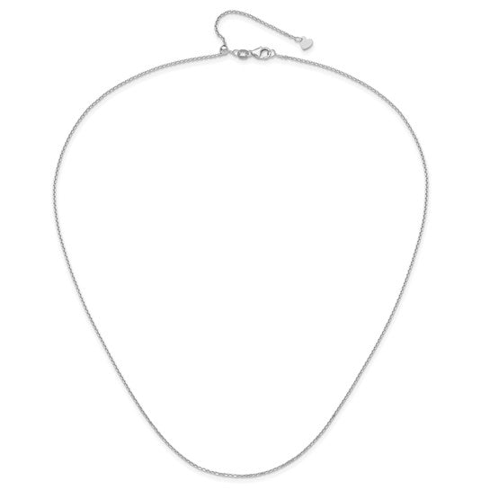 14KT White Gold Adjustable  1.25mm D/C Cable Chain