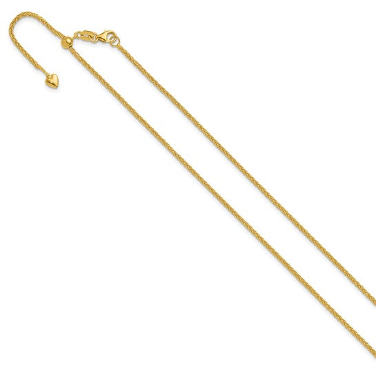 14kt Yellow Gold Adjustable 1.5mm Wheat Chain