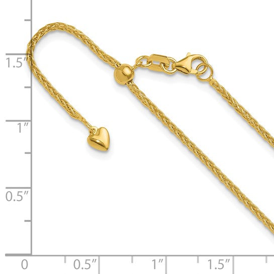14kt Yellow Gold Adjustable 1.5mm Wheat Chain