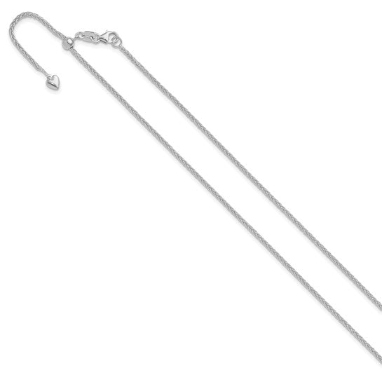 14KT White Gold Adjustable 1.5mm Wheat Chain