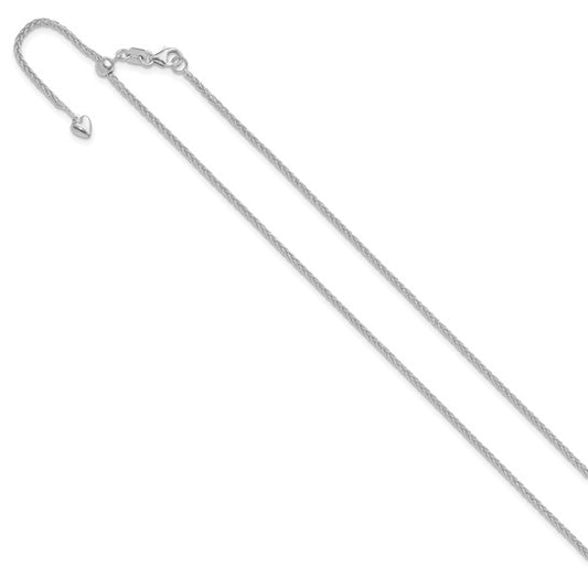 14KT White Gold Adjustable 1.5mm Wheat Chain
