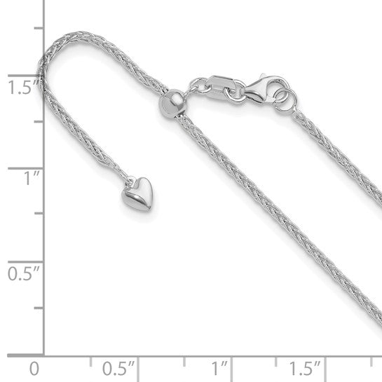 14KT White Gold Adjustable 1.5mm Wheat Chain