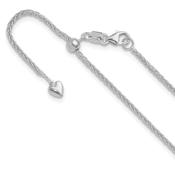 14KT White Gold Adjustable 1.5mm Wheat Chain