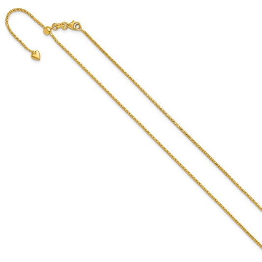 14KT Yellow Gold Adjustable 1.3mm D/C Wheat Chain