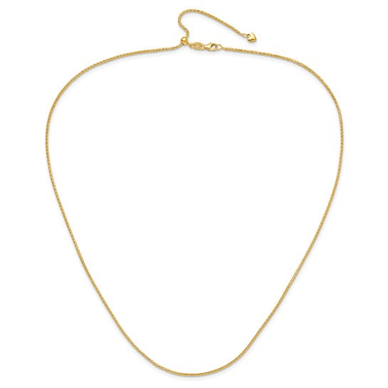 14KT Yellow Gold Adjustable 1.3mm D/C Wheat Chain