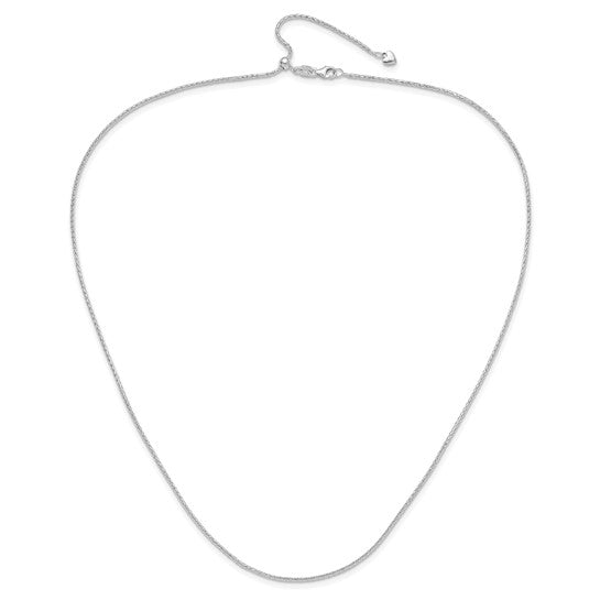 14KT White Gold Adjustable 1.3mm D/C Wheat Chain
