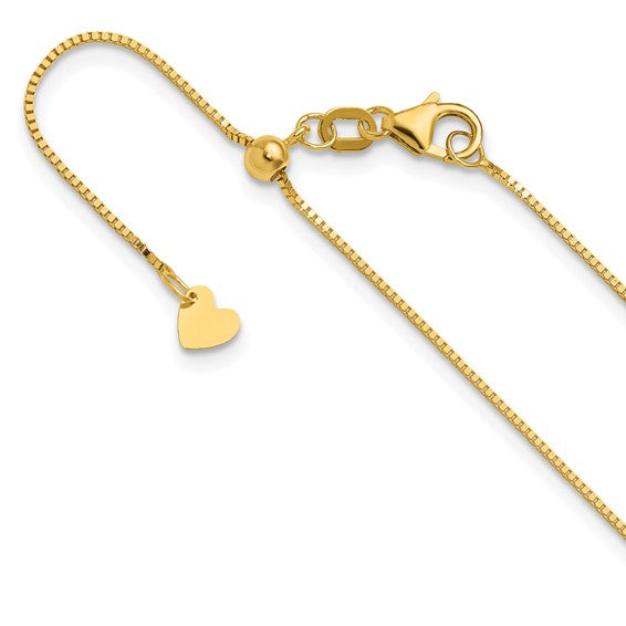 14KT Yellow Gold Adjustable .7mm Baby Box Chain