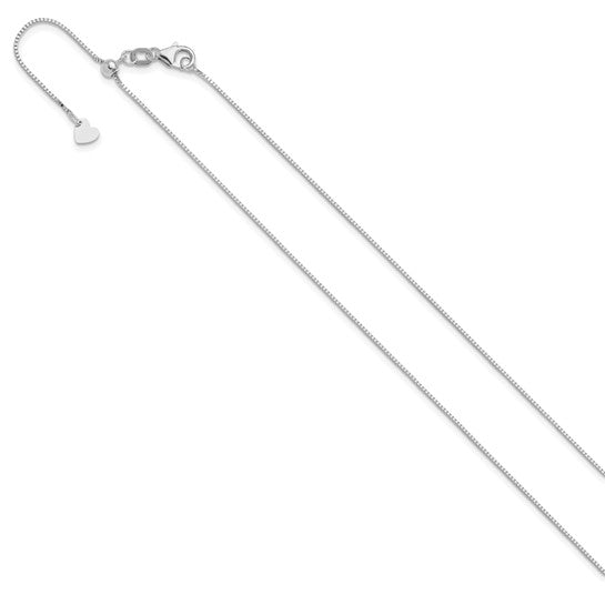14KT White Gold Adjustable 1.1mm Round Cable Chain