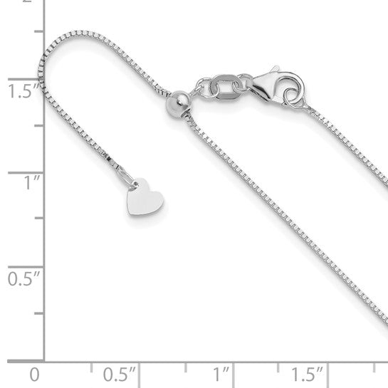 14KT White Gold Adjustable 1.1mm Round Cable Chain