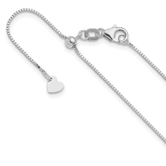 14KT White Gold Adjustable .7mm Baby Box Chain