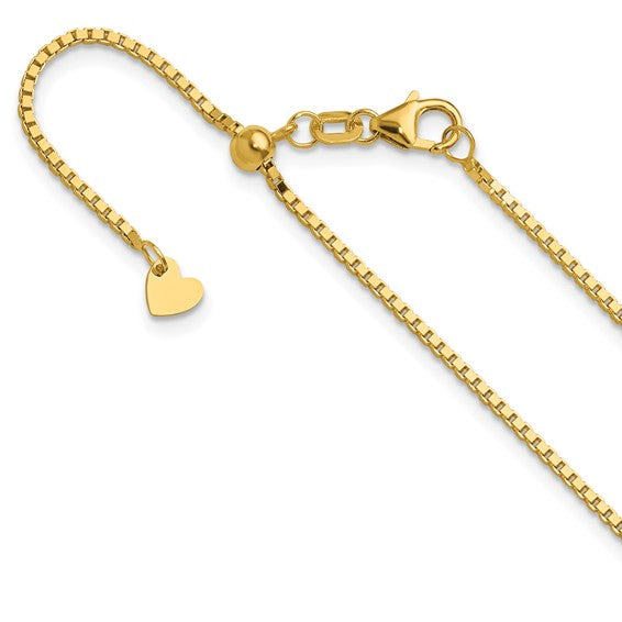 14KT Yellow Gold Adjustable 1.2mm Box Chain