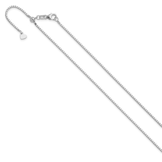 14KT White Gold Adjustable 1.2mm Box Chain